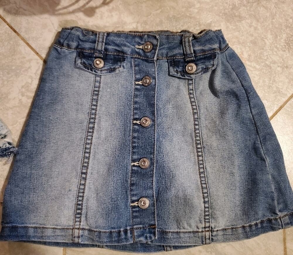 Jordache Girls Button Down Denim Jean skirt 6X